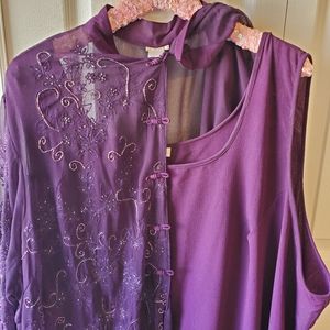 Woman's sheath with sheer overcoat